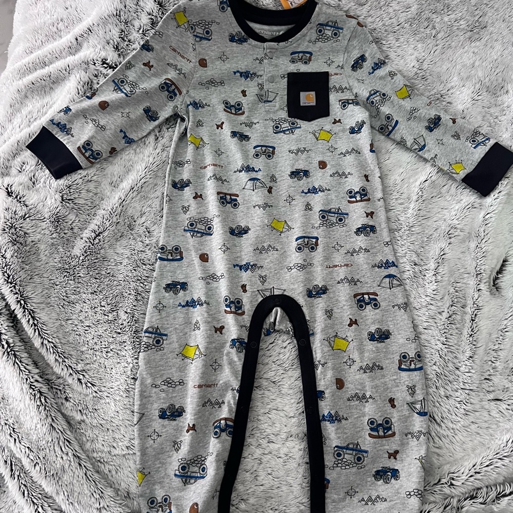 Carhartt Gray and Navy Kids Footie
